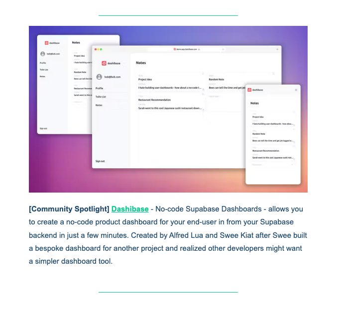 Featured in Supabase newsletter