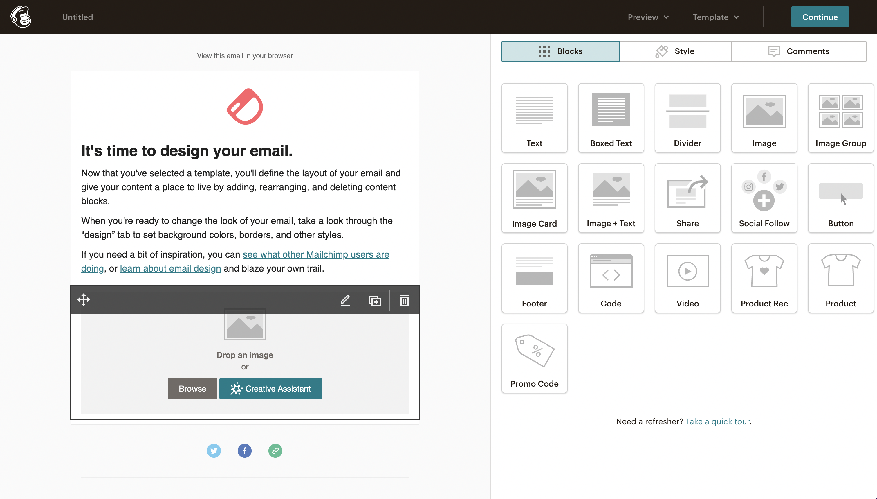 Mailchimp's drag-and-drop email builder